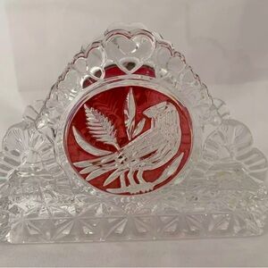 HOFBAUER Byrdes Crystal Napkin Letter Holder Circa 1950s made in Germany